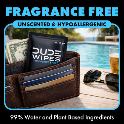 DUDE Wipes On-The-Go Unscented Travel Wipes - 30 Count (Individually Wrapped) - Extra-Large Adult Flushable Wipes for Sensitive Skin - Infused with Vitamin E and Aloe - Septic and Sewer Safe